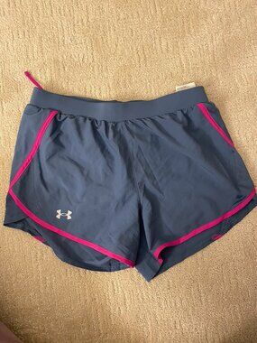 Under Armour Women's Navy and Hot Pink Athletic Shorts